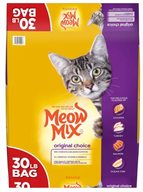 Meow Mix Original Choix Poulet Dinde Saumon & Océan Poisson Sec Chat Food,13.6kg