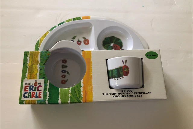 WORLD OF ERIC CARLE The Very Hungry CATERPILLAR Melamine PLATE Set of 3 ...