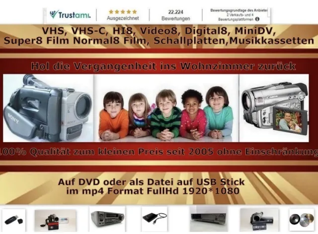 Überspielen digitalisieren von VHS-C Hi8 Video8 Digital8 MiniDV auf Dvd o. Stick