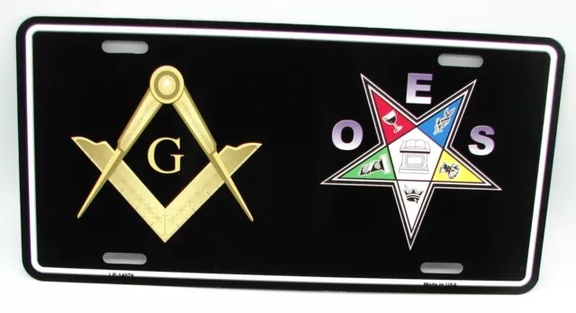 Oes Order Of The Eastern Star Mason Masonic Freemason Metal Car License Plate 2