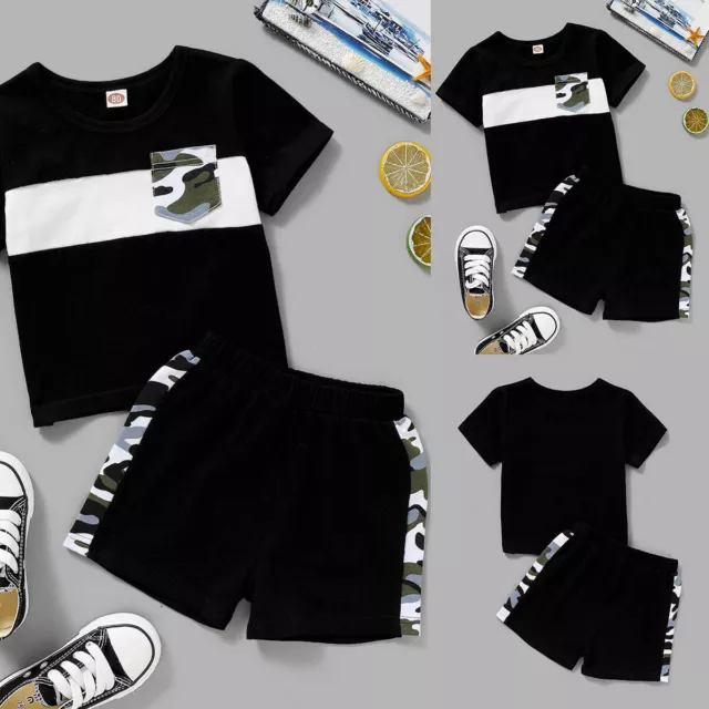 Baby Boys Cam Outfits Toddler Short Sleeve T-shirt Top Shorts Set Summer Clothes