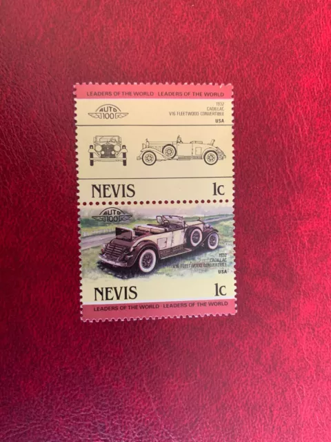 Nevis 1984-6 Mnh Auto 100 Classic Cars Cadillac V16 Fleetwood Convertible Usa