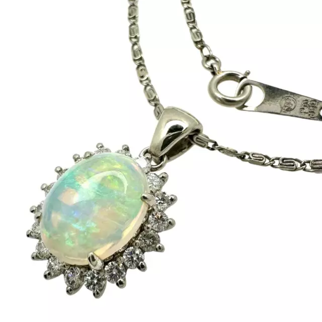 opal diamond Total 0.55ct Necklace Pt900Platinum/Pm850Platinum(Chain) 8.8g 1...