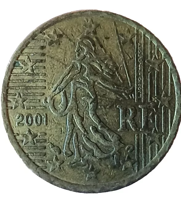 monedas euro: 10 céntimos Francia año 2001