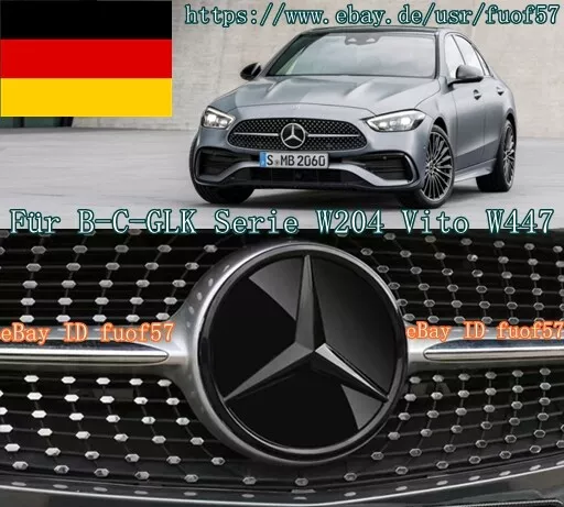 Für Mercedes Benz B-C-GLK Serie W204 Vito W447 grill Schwarz Stern Emblem 18.5cm