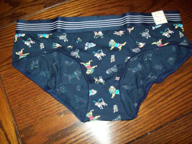 Nwt Flirtitude Cotton Spandex Boykini Hipster Panties 2130184 Navy Dog Mix M