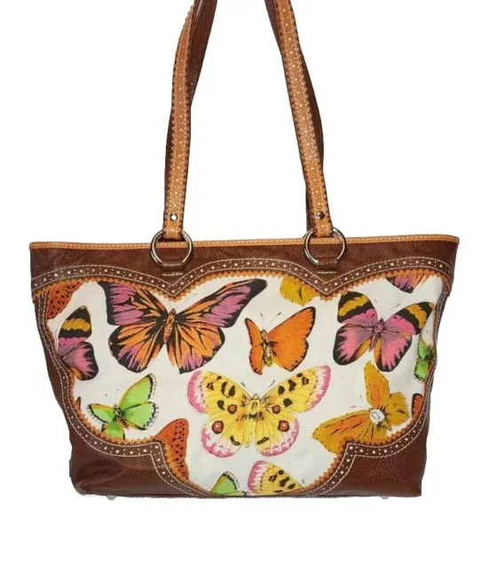 Isabella Fiore Bohemian 3D Hand Beaded Butterfly Shoulderbag Handbag Mint $495