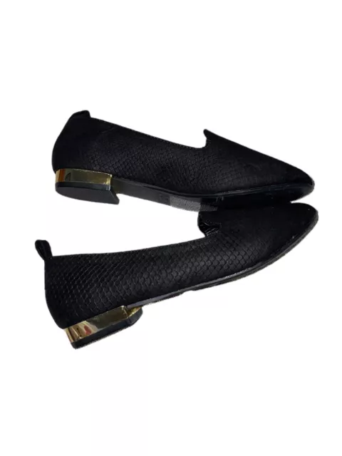 Black flats with online gold trim