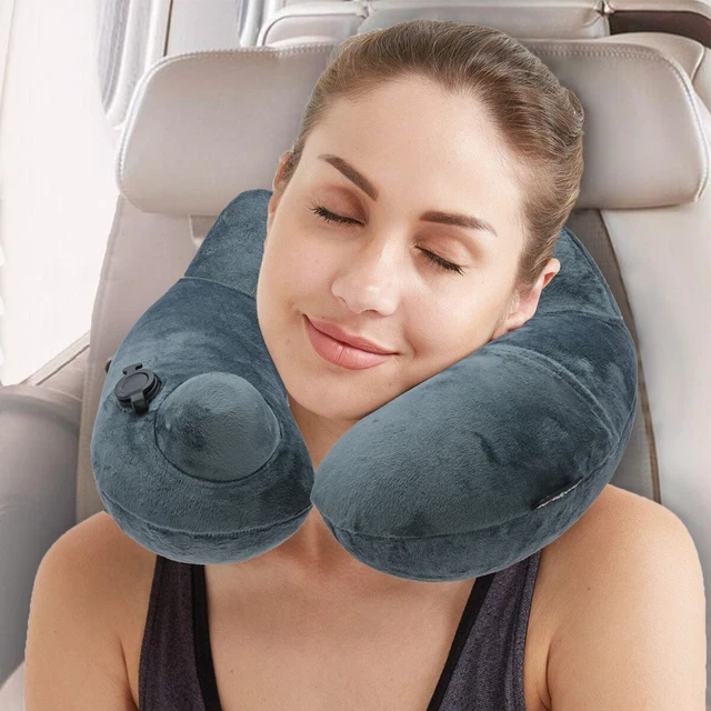 Travel Pillow Foldable Inflatable U-shaped Neck Support Car Airplane Air Cushion