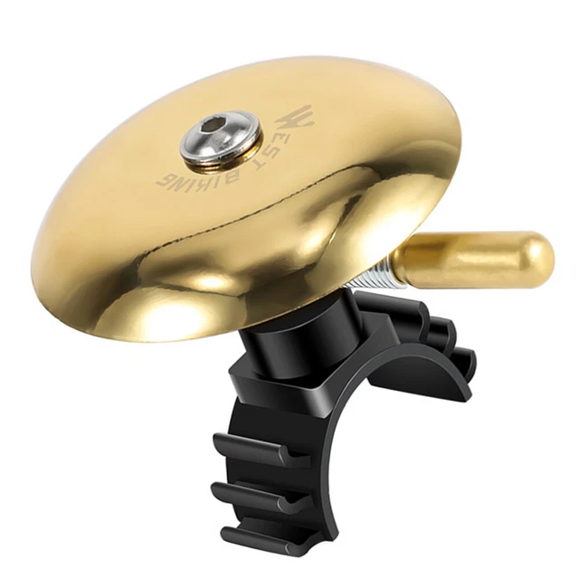 AXFEE Sonnette De Vélo – Mini Cloche 80 DB, Alliage Cuivre, 2 Sangles, Compatible Guidons 22-36 Mm