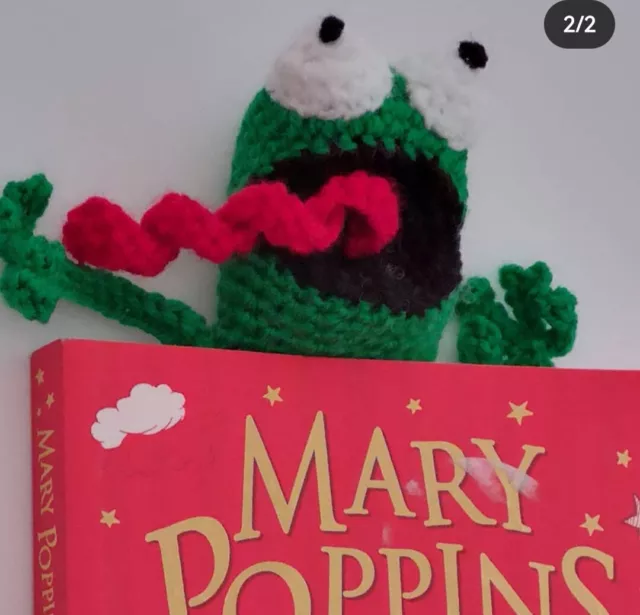 Crochet Handmade Squished Frog Bookmark Teacher Gift Bookmark Gift
