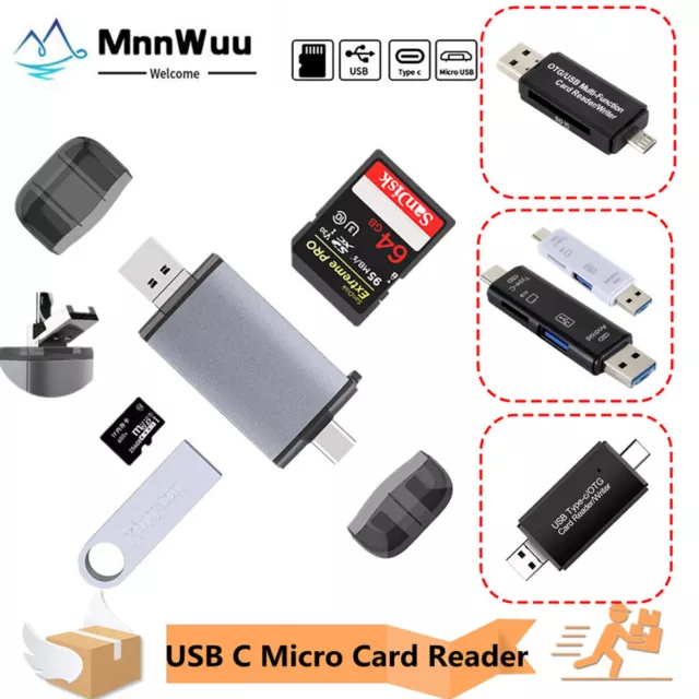 All In 1 Type C Card Reader for SD TF MIcro Micro USB OTG Adapter for Laptop PC