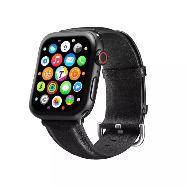 For Apple Watch Bracelet 42mm 44mm 0 1 2 3 4 5 Leather Band Watchband Black