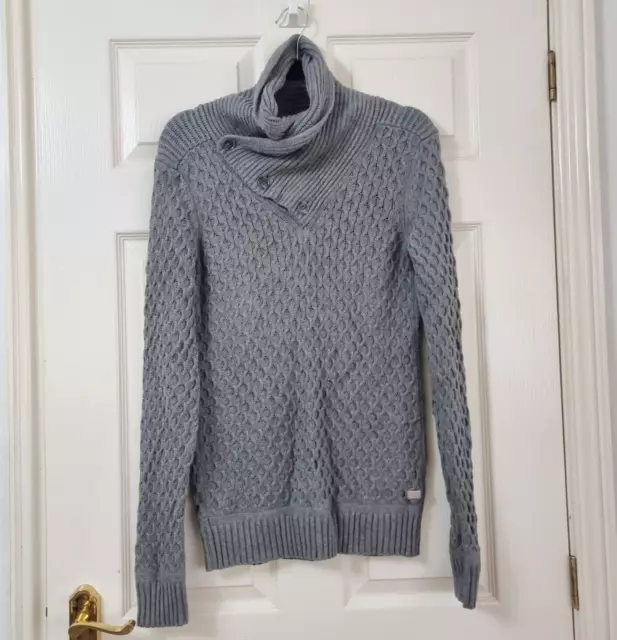 Maglione Armani Exchange A/X da uomo scialle collo lavorato a maglia taglia S grigio