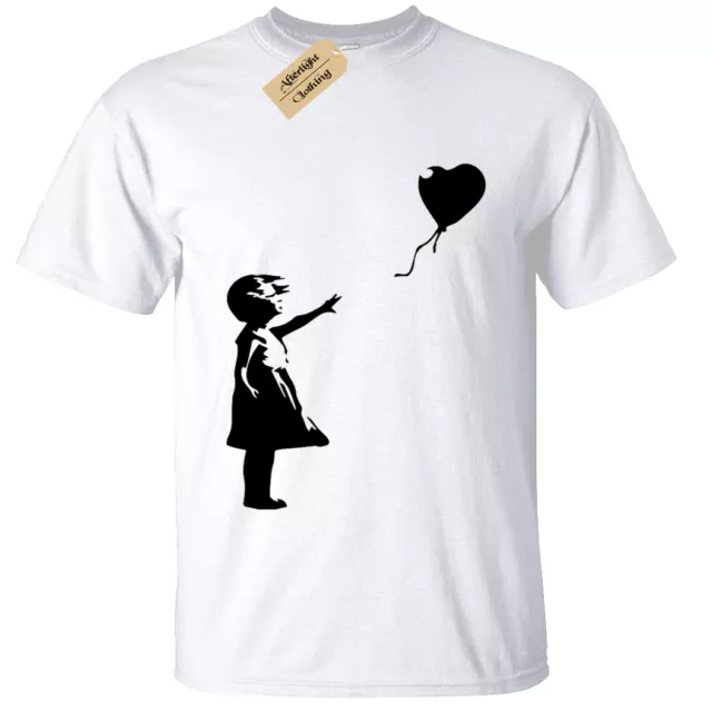 Bansky Bambina con Pallone T-Shirt Uomo Divertente Urban Arte Graffiti Banksey