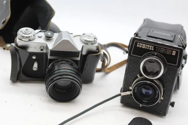 C x2 Vintage USSR KMZ Film Cameras Inc. Zenit-E With Case/Box