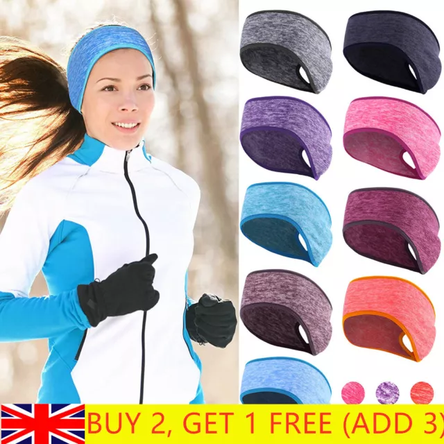 Winter Sweatband Ear Warmer Ponytail Headband Sport Fleece Cover Hair Sweat UK