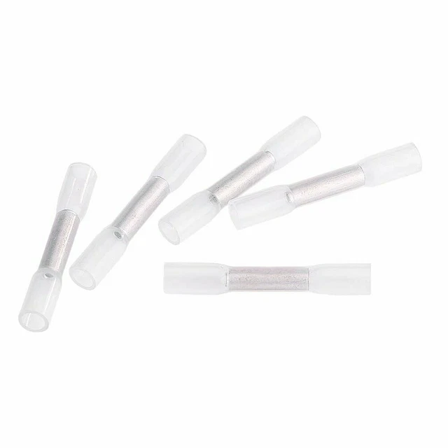 50PCS HEAT SHRINK Wire Connector Butt Splice Terminals Waterproof White ...