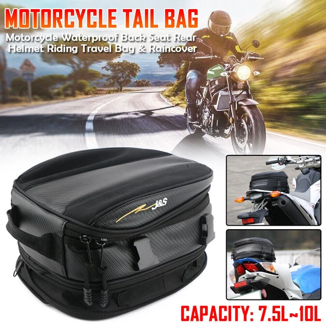 Motorcycle Rear Tail Seat Back Saddle Helmet Shoulder Carry Bag+Waterproof Cover