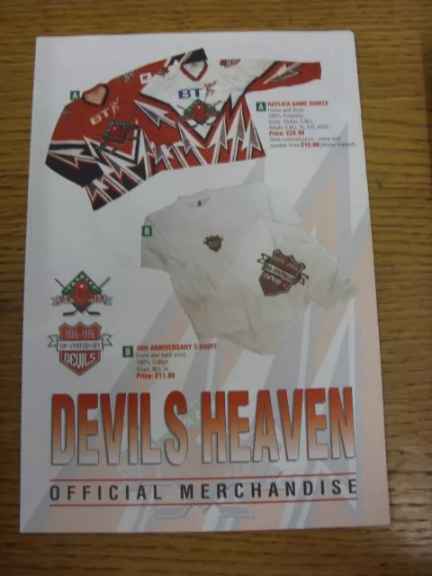 circa 1996 Ice Hockey: Cardiff Devils Official Merchandise Catalogue, Four Pages