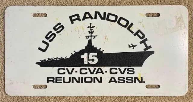 USS Randolph Booster License Plate CV CVA CVS Reunion Association US Navy Rare