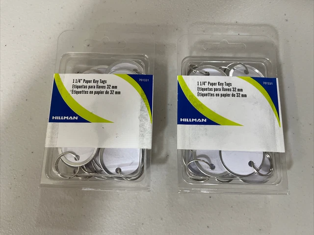 HILLMAN 1-1/4 In. Paper Key Tags With Wire Rings (25-Pack) LOT OF 2