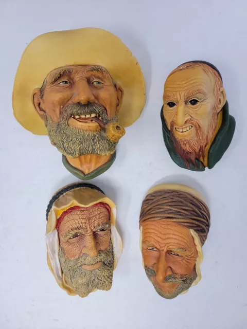 Vintage Lot of 4 RARE Bosson Chalk Heads Persian Old Timer Hillbilly Pipe Fagin