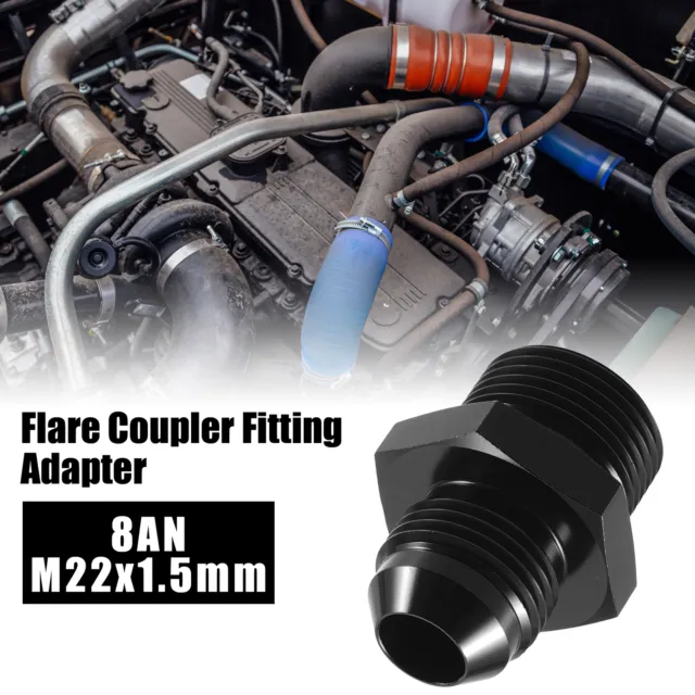 Car Black 8AN Male to M22x1.5 Male Flare Union Coupler Fuel Oil Hose Adapter