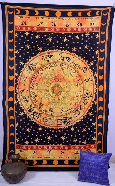 Indien Coton Tenture Murale Suspendu Paon Mandala Imprimé Poster Vert