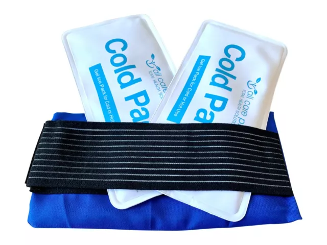 Hot Cold Reusable Gel Packs x2 cover+strap heat therapy icing pain relief cool