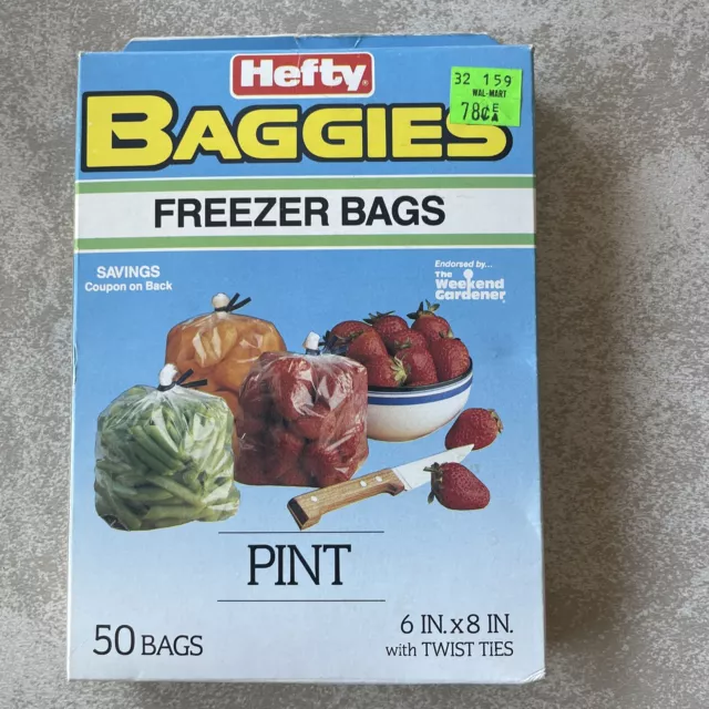 Vintage Hefty Baggies Freezer Bags 20 Bags 11 X 14 New Old Stock