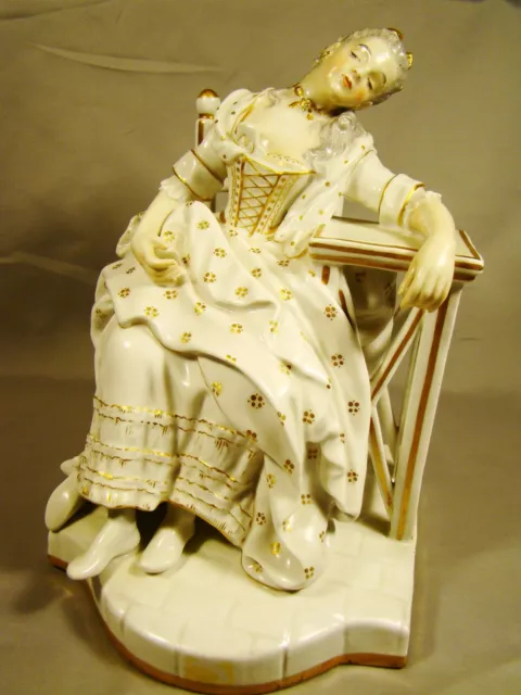 Fine Antique Figure Royal Naples Doccia Figurine of Lady Sleeping 1821-1890