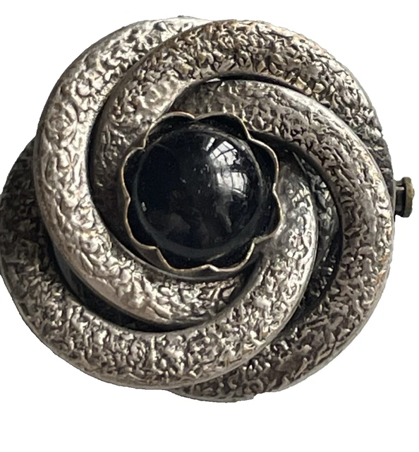Broche Vintage Avec Pierres Noires | Bijou Ancien Occasion | Style Gothique Ou élégant