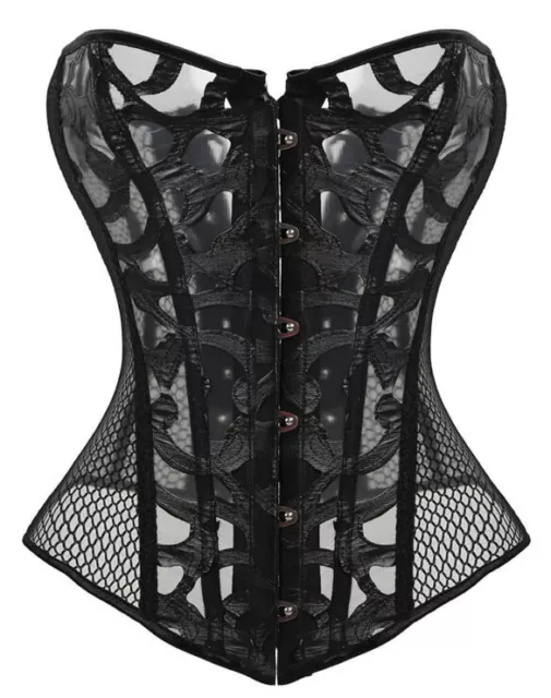 Corset Bustier Semi Transparent Top Noir Straples Mode Sexy Pas Cher Pour Femme