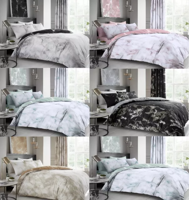 Luxury Marble Bed Set With Duvet Cover and Pillow Case Reverse Bedding Sets