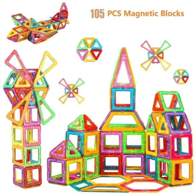 105tlg Blocks Magnetic Building Kinder Spielzeug Magnetische Bausteine BlöCke DE