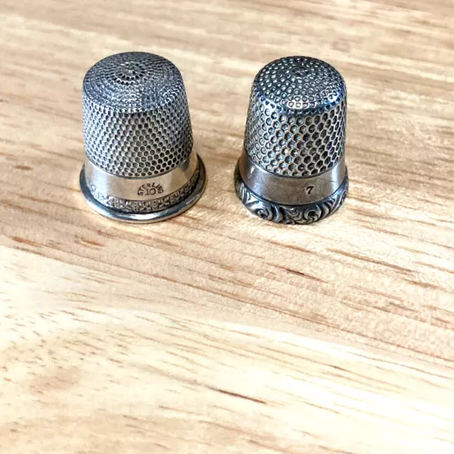 Two Simons Bros. Thimbles, One Marked Sterling and One Not Marked