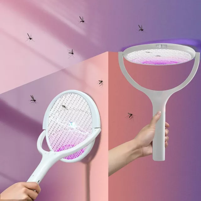 Rotating Electric Fly Swatter Fly Zapper Racket Fly Catcher Mosquito Bug Zapper