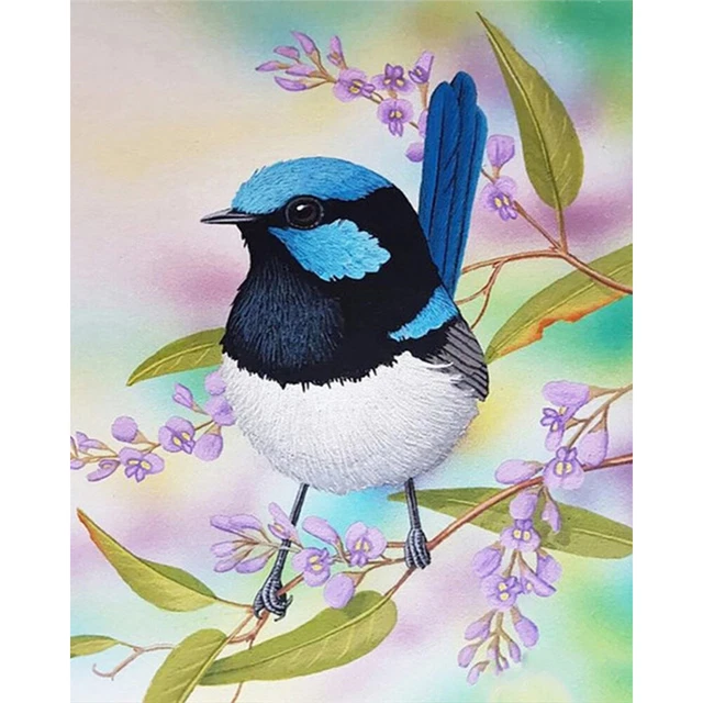Bird on Branch Oil Paint By Numbers Kit DIY Frameless Drawing for Adults Decor F