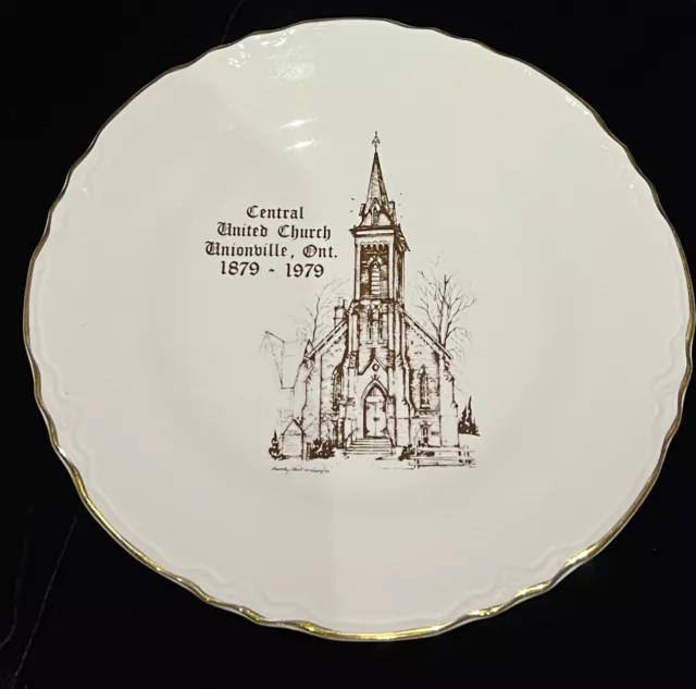 100th Anniversary Central United Church Plate Unionville Ontario Canada 22K Trim