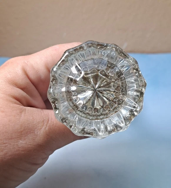 Vintage Leaded glass door knobs 12 point knob antique home restoration #20