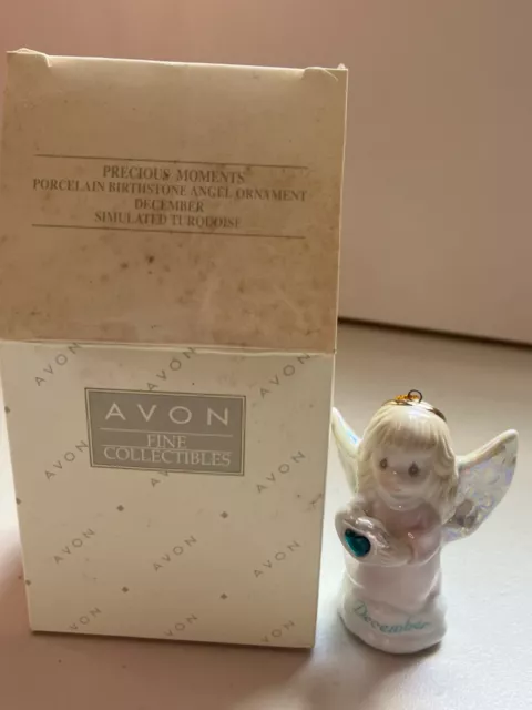 Avon Vintage Precious Moments Porcelain Birthstone Angel Ornament December
