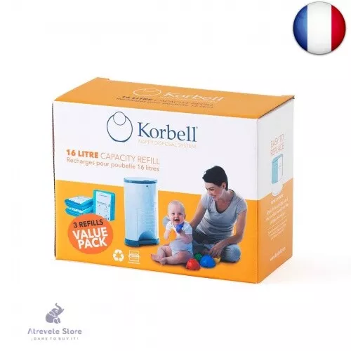 Korbell - Recharge Poubelle - Standard - 16 L - x3 - Biodégradable - Anti-Odeurs