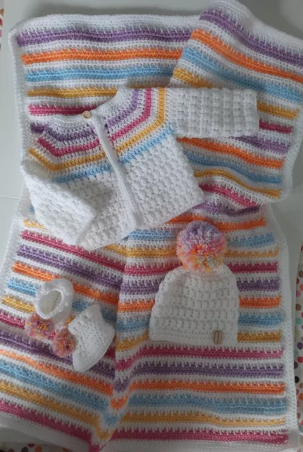 Hand Knit (Crochet) Ice Cream Baby Set/Layette/Baby Shower Gift - 0-3Mnths - Bn