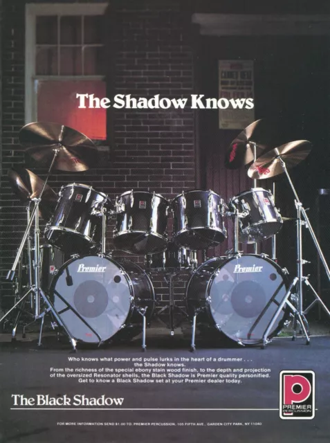 1983 Print Ad of Premier Black Shadow Drum Kit