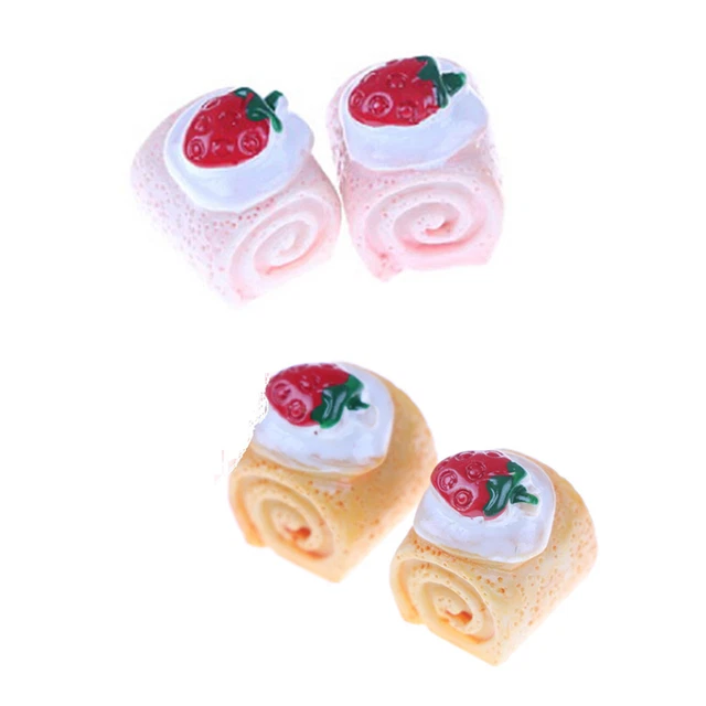 5 piezas Pasteles de fresa en miniatura Resina Alimentos para Teléfono Decoración Artesanía Hacer JH