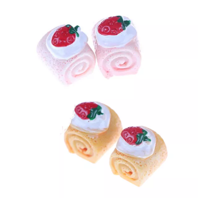 5pcs Strawberry Miniature Cakes Resin Food for Phone Decoration Crafts Making-NZ