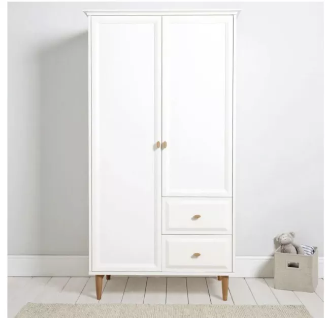 The White Company Ercol Devon Small Wardrobe Bedroom Furniture White/Birch/Oak