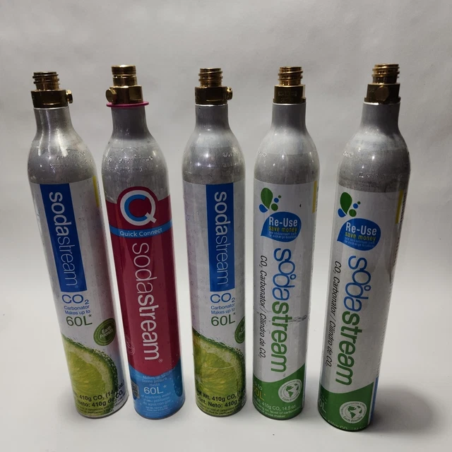 LOT OF 5 Empty SodaStream CO2 Cylinder Replacement Canisters 60L 14.5oz