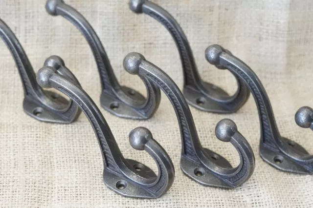 10 Cast Iron School Style Coat Hooks Hat Hook Rack Hall Tree Acorn Hook Towel 2